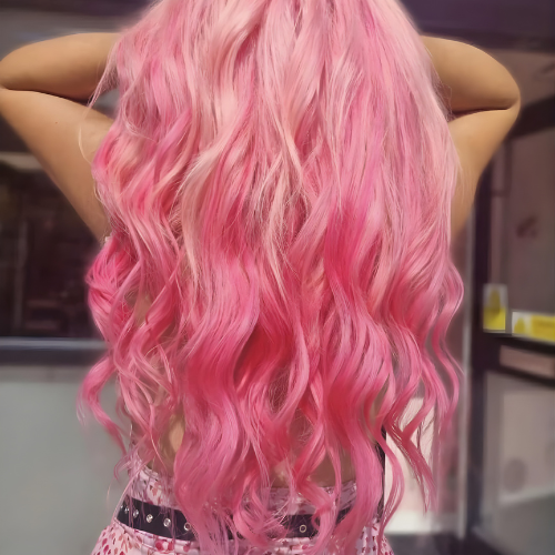Pink Wavy Hair