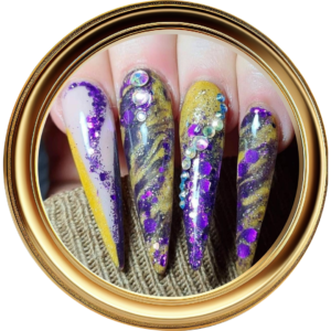 Purple and Yellow nail art